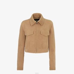 Fendi mujer chaqueta de piel de oveja 2LH8E1091 vestir beige