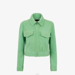 Fendi mujer chaqueta de piel de oveja 2LH8E1094 vestir verde