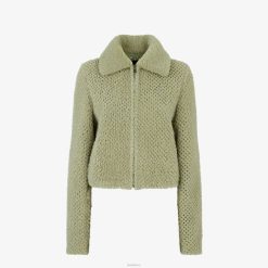Fendi mujer chaqueta de piel de oveja 2LH8E1099 vestir verde