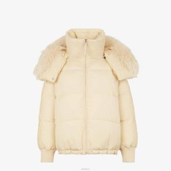 Fendi mujer chaqueta de plumas de nailon 2LH8E1242 vestir blanco