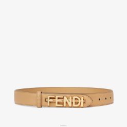 Fendi mujer cinturón de cuero gráfico 2LH8E44 accesorios beige