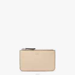 Fendi mujer estuche para llaves peekaboo bolsa de cuero 2LH8E1548 accesorios beige