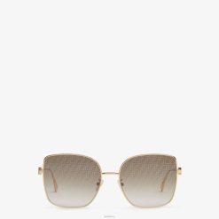 Fendi mujer gafas de sol de metal con lentes con micrologotipo ff 2LH8E291 accesorios oro