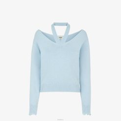 Fendi mujer jersey de cachemira 2LH8E930 vestir azul claro