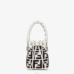 Fendi mujer minibolso de lona con bordado ff 2LH8E701 accesorios blanco