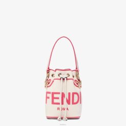 Fendi mujer minibolso de lona con bordado roma 2LH8E750 accesorios beige