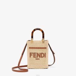 Fendi mujer minibolso de paja natural 2LH8E641 accesorios beige