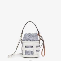 Fendi mujer minibolso de piel y tejido a rayas 2LH8E614 accesorios blanco