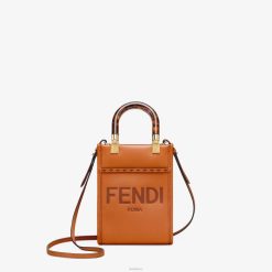 Fendi mujer minibolso shopper Sunshine de cuero 2LH8E681 accesorios marrón