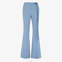 Fendi mujer pantalones de gabardina de lana 2LH8E1148 vestir azul