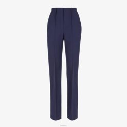 Fendi mujer pantalones de lana grano de poudre 2LH8E1204 vestir azul