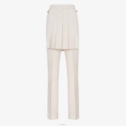 Fendi mujer pantalones de lana grano de poudre 2LH8E948 vestir blanco