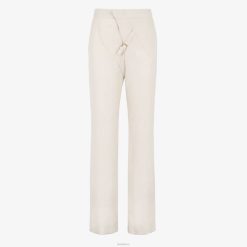 Fendi mujer pantalones de lana grano de poudre 2LH8E988 vestir blanco