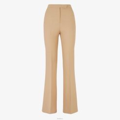 Fendi mujer pantalones de seda y lana 2LH8E1086 vestir beige