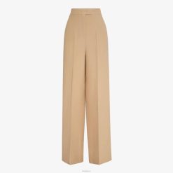 Fendi mujer pantalones de seda y lana 2LH8E1252 vestir beige