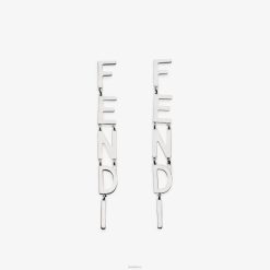 Fendi mujer pendientes de firma 2LH8E1625 joyas plata