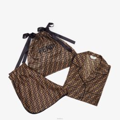 Fendi mujer pijamas de seda 2LH8E1063 vestir marrón