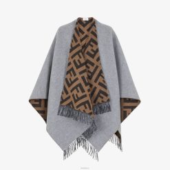 Fendi mujer poncho de lana y cachemira 2LH8E273 accesorios gris