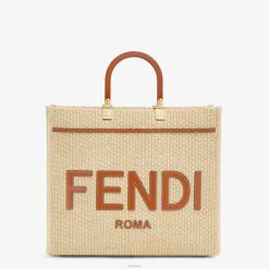 Fendi mujer shopper en paja natural 2LH8E594 accesorios beige