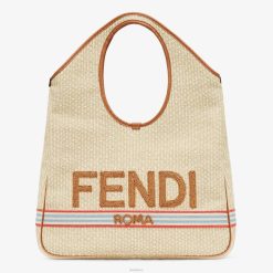 Fendi mujer shopper en paja natural 2LH8E596 accesorios beige
