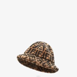 Fendi mujer sombrero de piel de oveja 2LH8E506 accesorios marrón