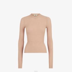 Fendi mujer suéter de viscosa 2LH8E1065 vestir beige