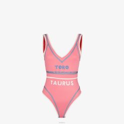 Fendi mujer traje de baño de licra 2LH8E1051 vestir rosa