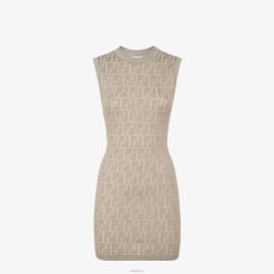 Fendi mujer vestido de punto paloma 2LH8E1070 vestir beige
