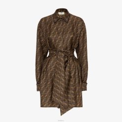 Fendi mujer vestido de sarga 2LH8E976 vestir marrón