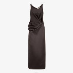 Fendi mujer vestido de satén duquesa 2LH8E999 vestir marrón
