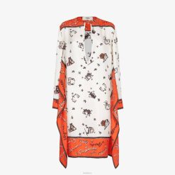 Fendi mujer vestido de seda 2LH8E1020 vestir naranja