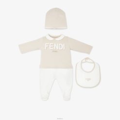Fendi niños camiseta de roma kit 2LH8E2805 vestir beige