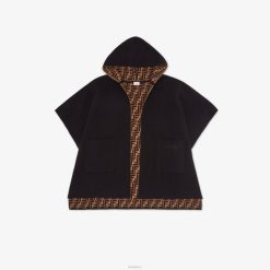 Fendi niños capa reversible con logo 2LH8E2861 vestir negro
