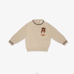 Fendi niños Jersey de bebé 100% cashmere con bordado de osito 2LH8E2790 vestir moda