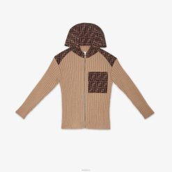Fendi niños jersey de punto de algodón y nailon con ff 2LH8E2962 vestir beige