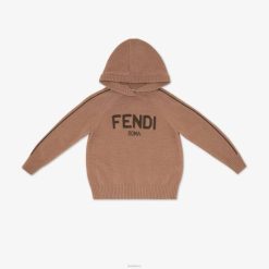 Fendi niños Jersey junior de puro cashmere color caramelo 2LH8E2880 vestir moda