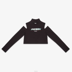 Fendi niños top corto de punto con letras 2LH8E2927 vestir negro