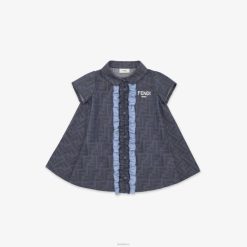 Fendi niños vestido de bebé de cambray 2LH8E2766 vestir azul