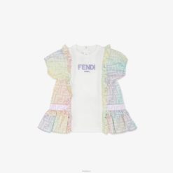 Fendi niños vestido de popelina polar y multicolor 2LH8E2802 vestir multicolor