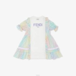 Fendi niños vestido de punto y popelina multicolor 2LH8E2874 vestir multicolor