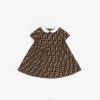Fendi niños vestido de tela para niña 2LH8E2843 vestir marrón
