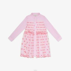 Fendi niños vestido junior de popelina y tul neón 2LH8E2857 vestir rosa