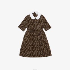 Fendi niños vestido junior de tela con logo en toda la prenda 2LH8E2955 vestir blanco
