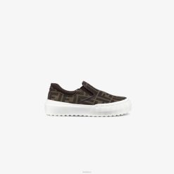 Fendi niños zapatillas junior sin cordones de tela con logo ff 2LH8E2878 zapatos moda